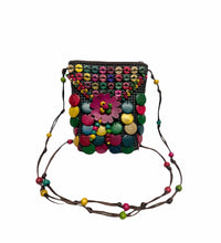 Load image into Gallery viewer, Handmade Rainbow Bag with a pink flower - iveny
